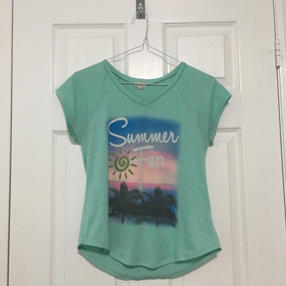fun y2k vibe teal sea green summer graphic tee - Picture 1 of 2